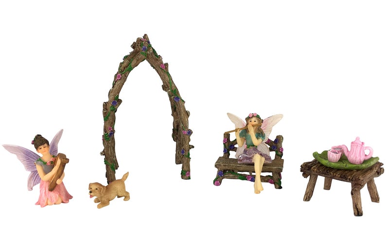 GlitZGlam Musical Sisters Fairy Garden Set: 7 Pieces Miniature Fairy Garden Accessory - Image 5
